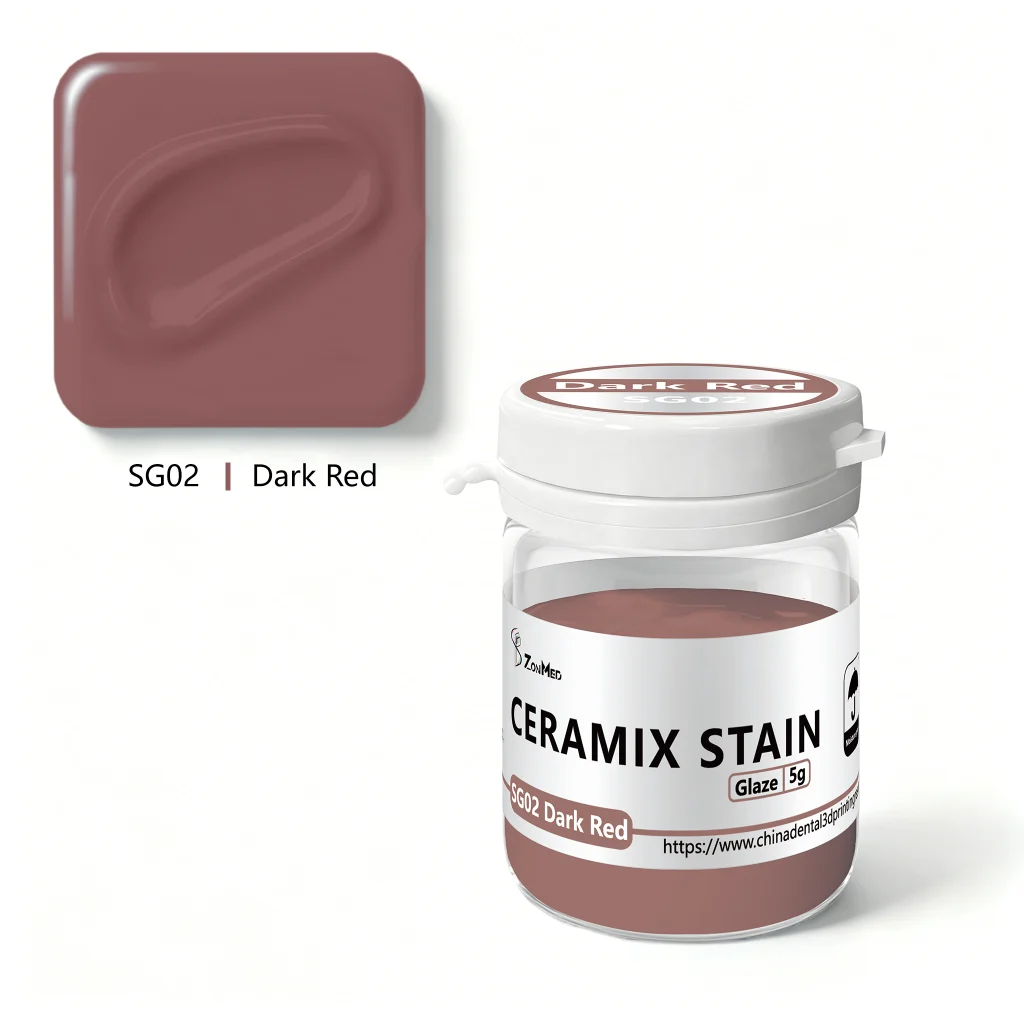 ZonMed Ceramix Stain SG02 Dark Red - Professional Dental Ceramic Characterization Paste