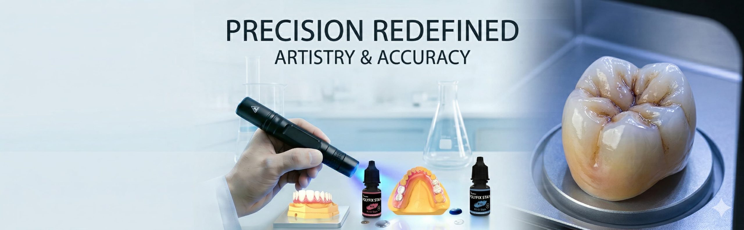 Professional dental researcher handling bio-resin in Zonmed’s advanced R&D facility.