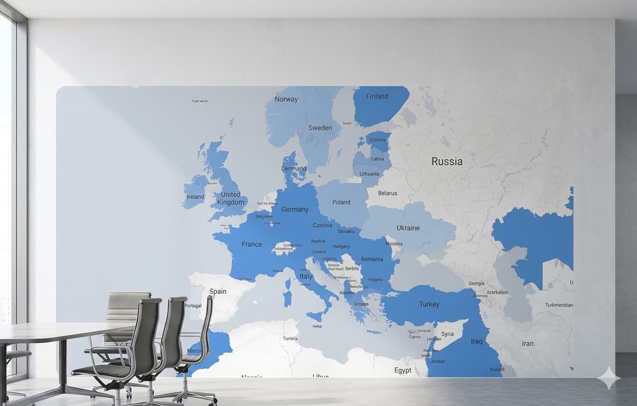 ZonMed global dental service coverage network map spanning Europe and surrounding regions
