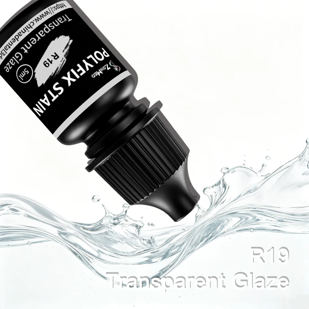 Zonmed Polyfix Stain R19Transparent Glaze bottle for dental ceramic restorations