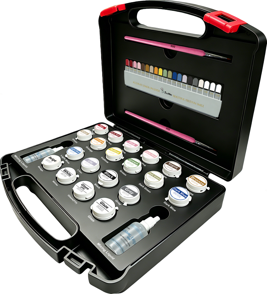 Zonmed 20-Color Dental Ceramic Staining Kit for Porcelain and Zirconia Restorations
