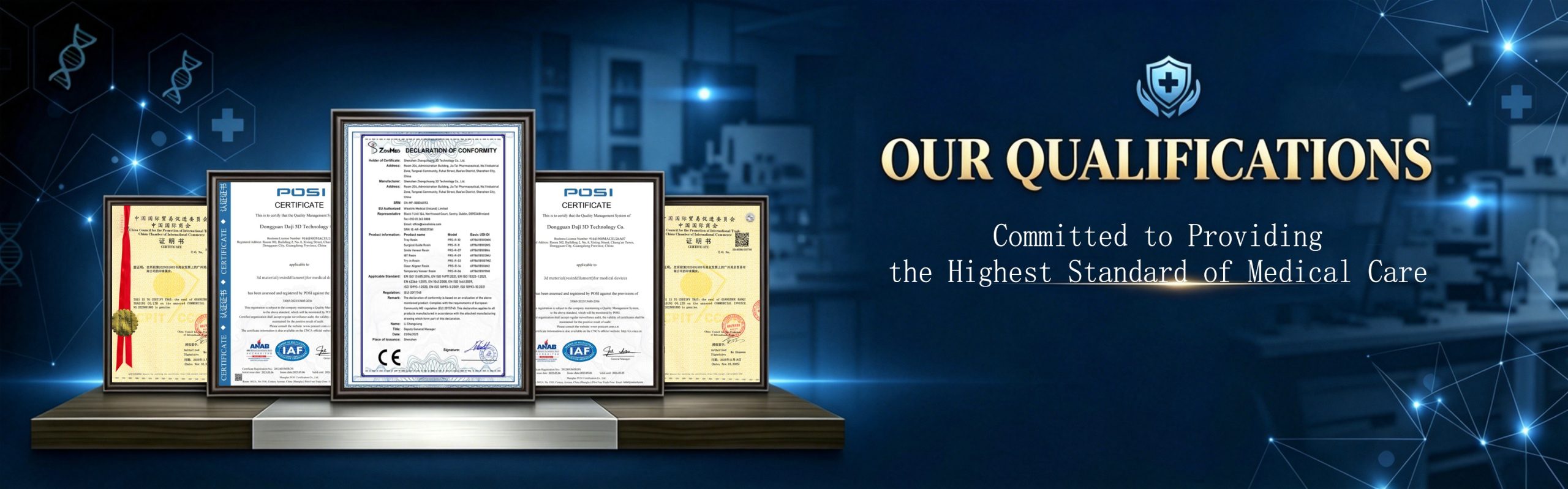 Medical qualifications and certificates display, committed to providing high standard medical care