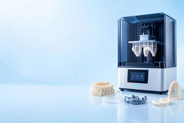 ZonMed digital dental 3D printer printing models and resin restorations